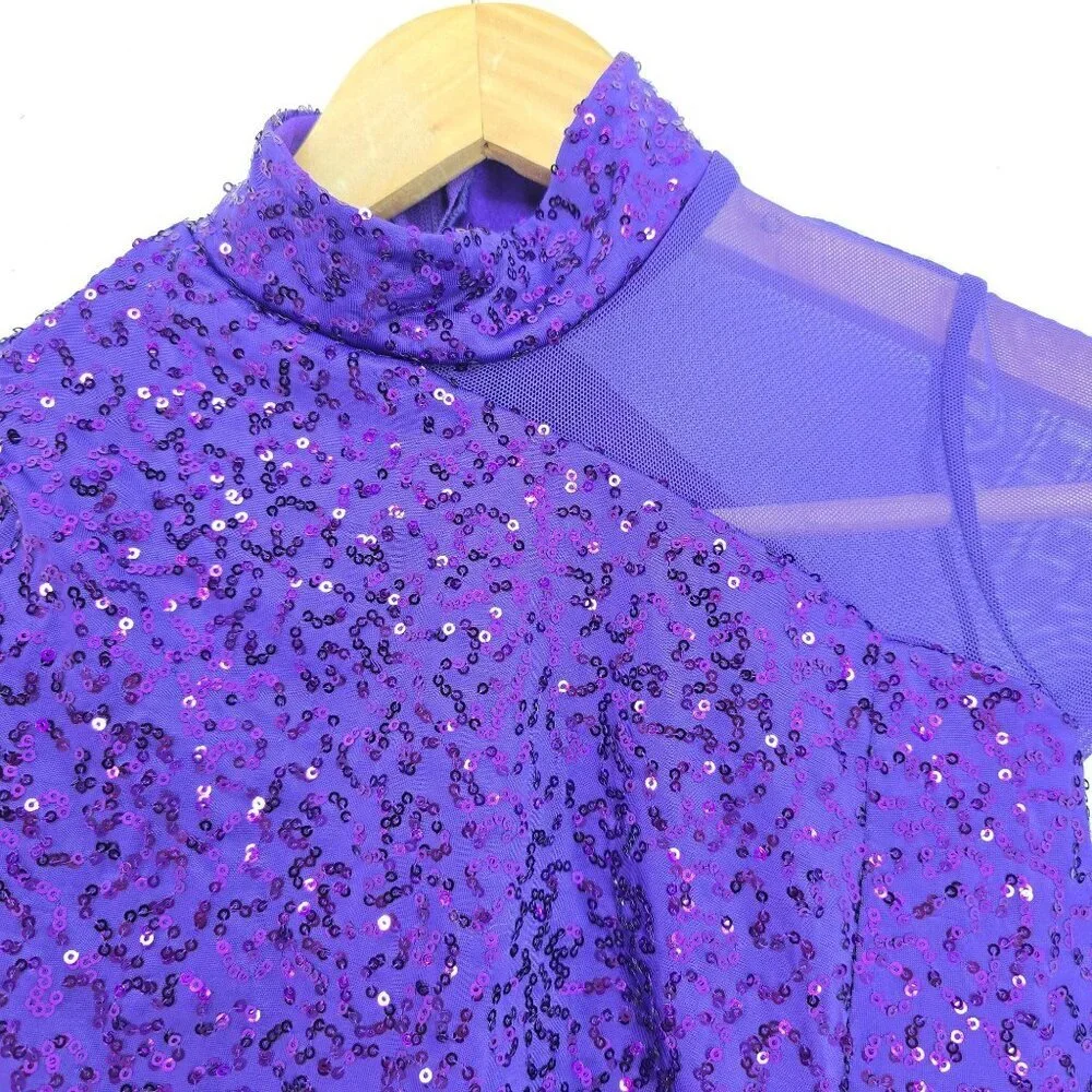 Weissman Purple Sequin Me Against the Music Dance Costume Size M Child